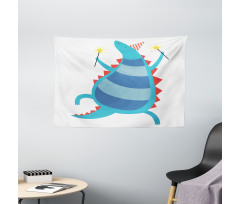 T-Rex Cartoony Art Nursery Wide Tapestry