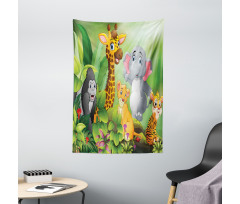 Cartoon Style Wild Animals Tapestry