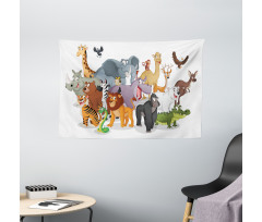Cheerful Woodland Fauna Wide Tapestry