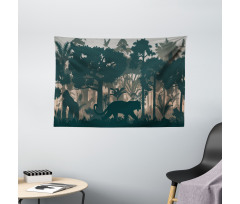 Spooky Forest and Animals Wide Tapestry