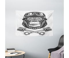 Vintage Style Serious Biker Wide Tapestry