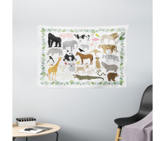 Assorted Forest Creatures Wide Tapestry