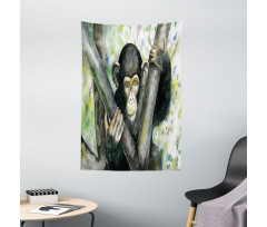 Watercolor Baby Chimpanzee Tapestry