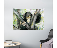 Watercolor Baby Chimpanzee Wide Tapestry
