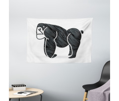 Angry Graphic Ape Standing Wide Tapestry