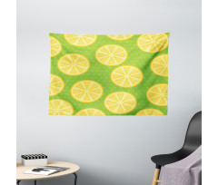 Citrus Slices Polka Dots Wide Tapestry