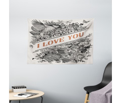 Engraved Flowers Wide Tapestry