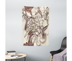 Bird Flowers Pattern Tapestry