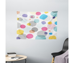Colorful Spots Stripes Wide Tapestry