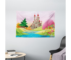 Fairytale Castle Woodland Wide Tapestry