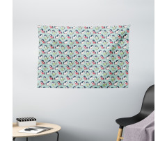 Arctic Animals Ice Skating Wide Tapestry