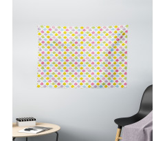 Colorful Happy Eggs and Dots Wide Tapestry