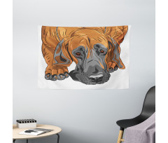 Sad Looking Dog Cartoon Wide Tapestry