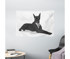 Humorous Dog in Suit Wide Tapestry