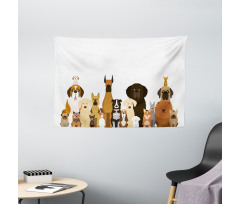 Various Breeds Funny Posing Wide Tapestry