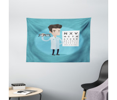 Doctor Holding Eyeglasses Wide Tapestry