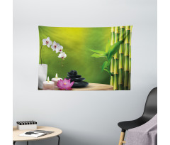 Bamboo Flower Orchid Stone Wide Tapestry