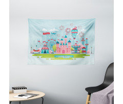 Childish Cartoon Fun Wide Tapestry