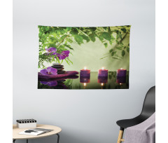 Spa Candles Orchids Bloom Wide Tapestry