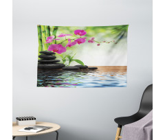 Bamboo Tree Orchid Stones Wide Tapestry