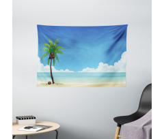 Exotic View Tree and Coconuts Wide Tapestry