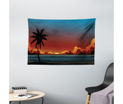 Dramatic Sunset Scene Pattern Wide Tapestry