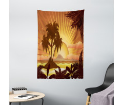 Digital Graphics Sunset Scene Tapestry