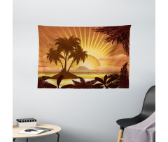 Digital Graphics Sunset Scene Wide Tapestry