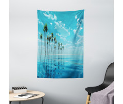 Long Coconut Trees Still Water Tapestry