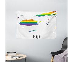 Rainbow Map Design Wording Wide Tapestry