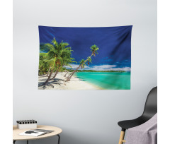 Exotic Beach and Coconut Trees Wide Tapestry