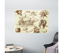Old Merchant Ship Wide Tapestry