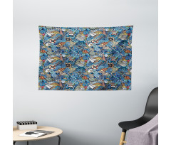 Abstract Sea Shells Wide Tapestry