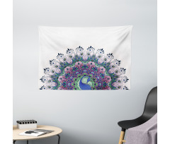 Exotic Wild Peacock Wide Tapestry