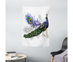 Wild Peacock Feather Tapestry