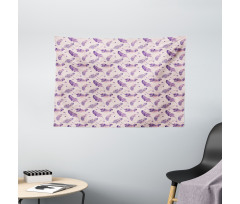 Feathers Paint Blots Wide Tapestry