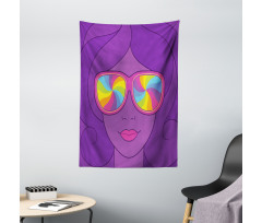 Girl with Rainbow Sunglasses Tapestry