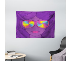 Girl with Rainbow Sunglasses Wide Tapestry