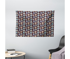 Abstract Pastel Birds Wide Tapestry