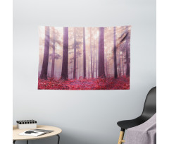 Trees Foggy Sunlight Wide Tapestry