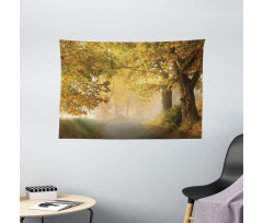 Misty Autumn Morning Wide Tapestry