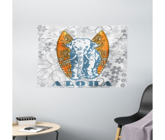 Surfboard and Elephant Wide Tapestry