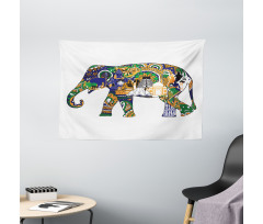 Elephant Asian Symbol Wide Tapestry