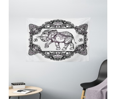 Bohemic Floral Elephant Wide Tapestry