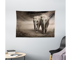 Pair of Animals Dust Wide Tapestry