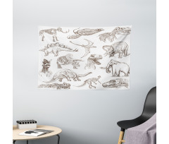 Dinosaurs Skeleton Wide Tapestry
