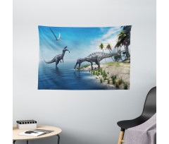 Wild Suchomimus Dinosaur Wide Tapestry