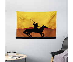 Cowboy on Horse Shade Wide Tapestry