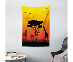 Savannah Animals Sunset Tapestry