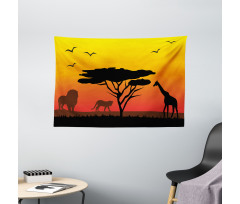 Savannah Animals Sunset Wide Tapestry